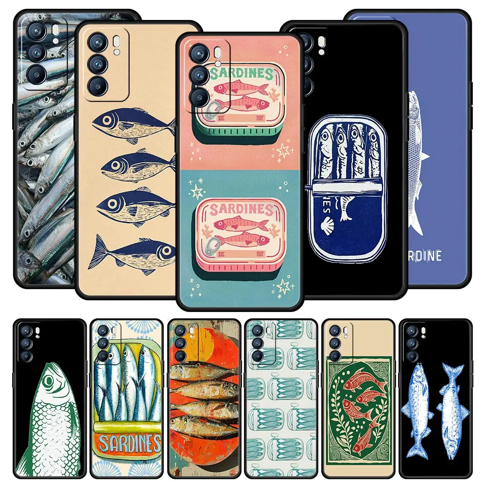 Sardines Canned Phone Case For Oppo Reno13 Reno12 Reno11 F Reno10 Pro A54 5G Find X5 A53 A52 A9 A57 A78 4G A79 A80 A98 Cover