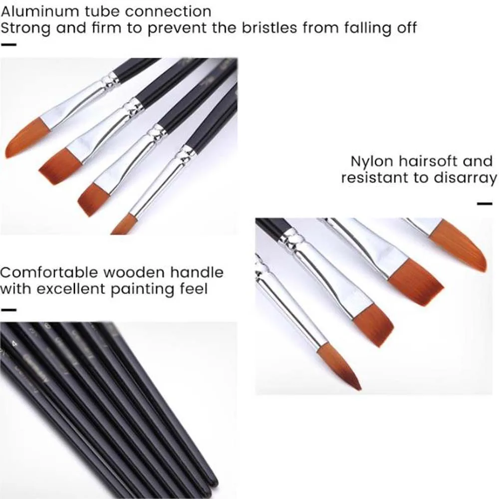 18PCS Professional Watercolor Brush, Flat in Different Sizes, Round Head Soft Nylon Bristles, Suitable for Artists