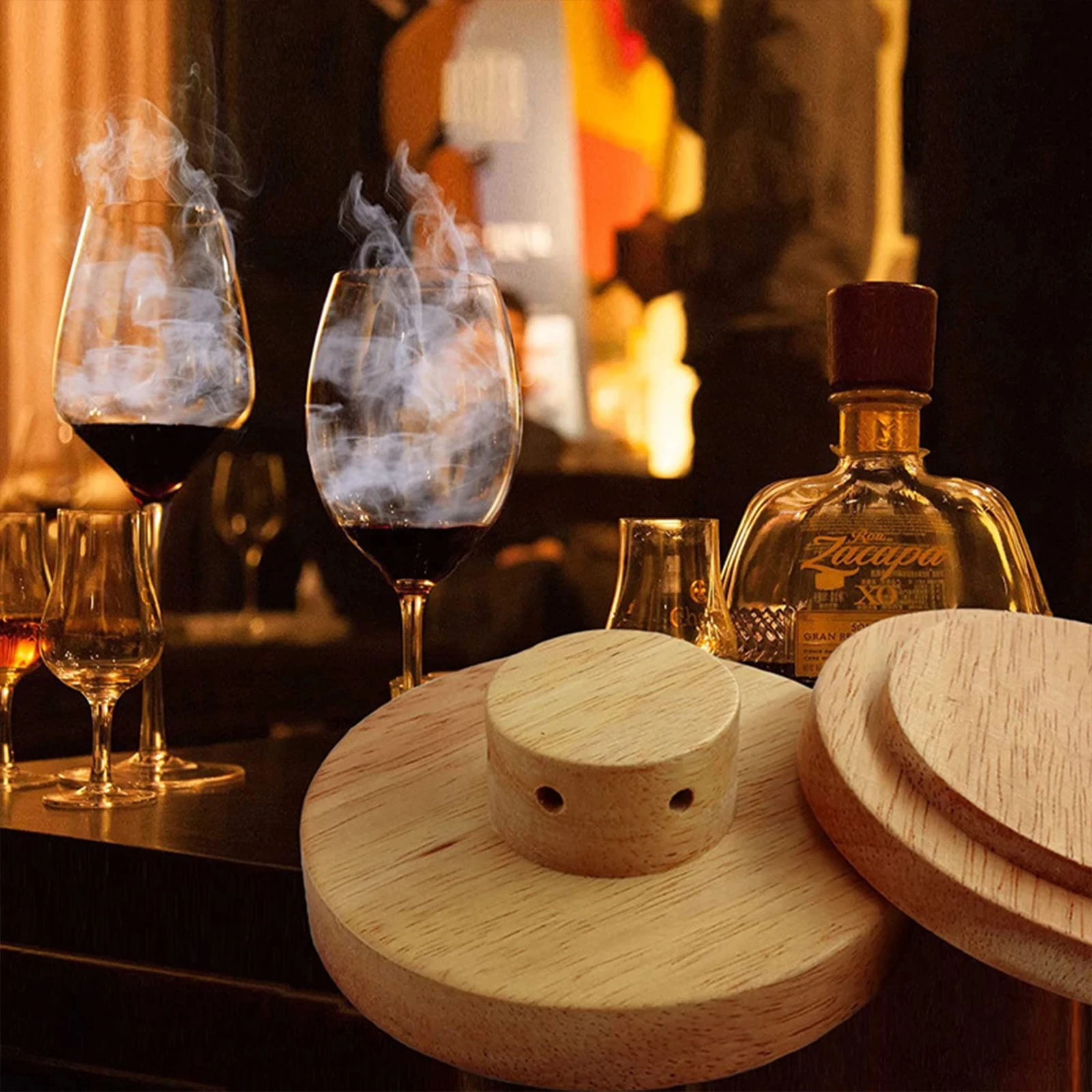 Cocktail Smoking Set Modern Minimalist Style Whiskey Wooden Smoking Cover Durable and Reliable Cocktail Accessories Kitchen Tool