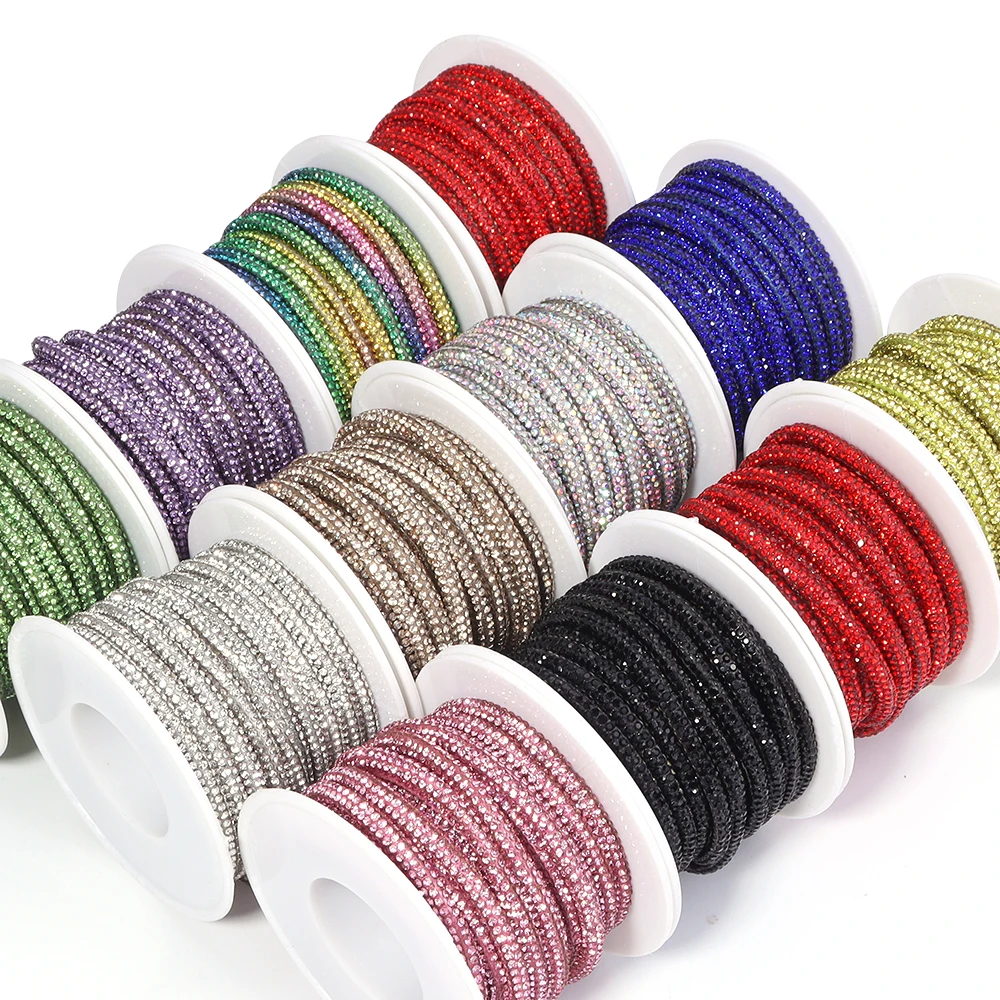 5Yards 4mm 6 Rows Rhinestones Trim Stone Cup Chain Gold Diamond Strass Decorative Applique Crystal Trimmings For Dresses view 6