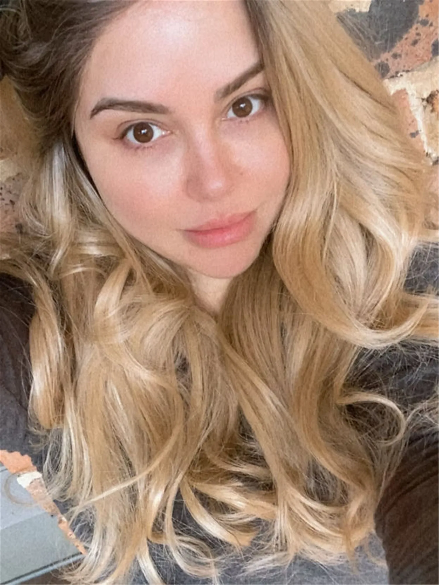 Ladies Wig 20"Light Brown Ombre High Quality Synthetic Lace Wig Medium Length Body Wave Daily Party Cosplay Wigs Costume Woman