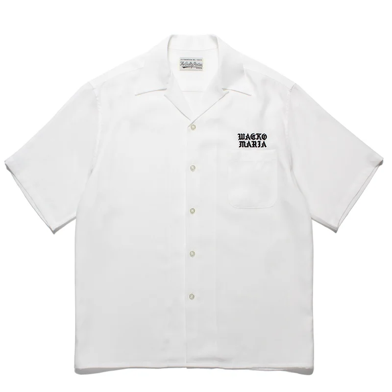 AI Trend WACKO MARIA Summer Simple Solid Color Embroidery Logo Letters Mens Womens Tops Hawaii Short Sleeve Shirt
