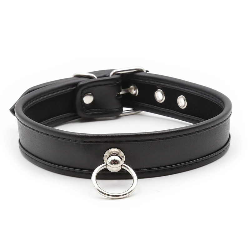 Fetiche para hombres y mujeres, Collar de cuero PU ajustable, ataduras de Bondage BDSM, Collar sexual