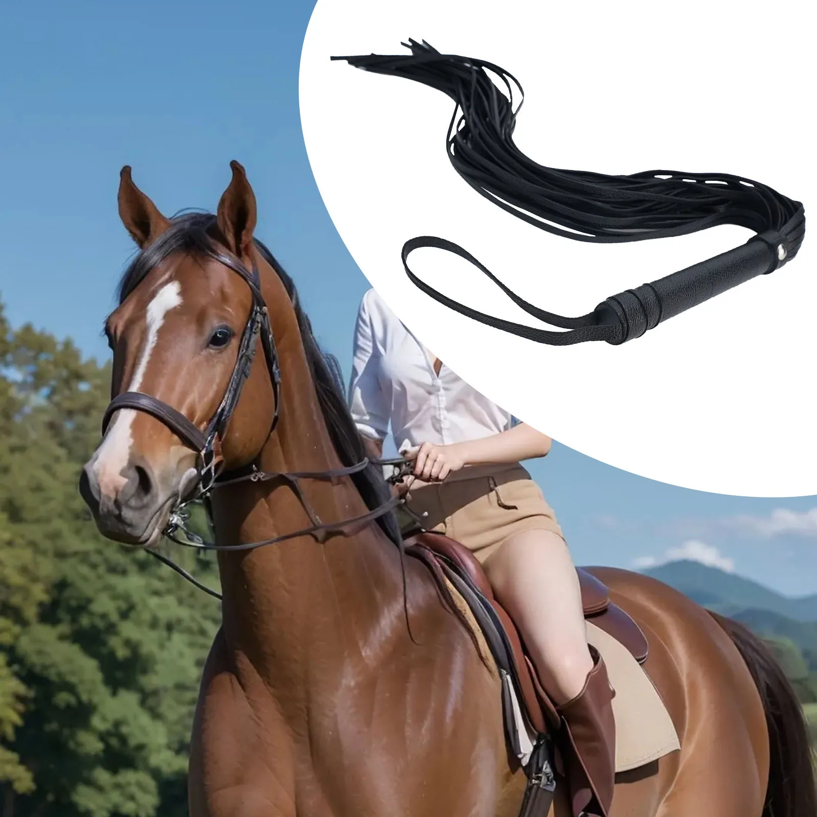 Practical Quality Crop Flogger Horse Riding 69CM Black Comfortable Grip Flexible Professional 25" For Horse