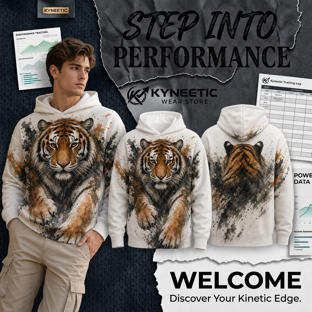3D Watercolor Wildlife Animal Print Cool Hoodie Parent-Child Winter Safari Camp Long Sleeve Pullover Sweatshirt Streetwear