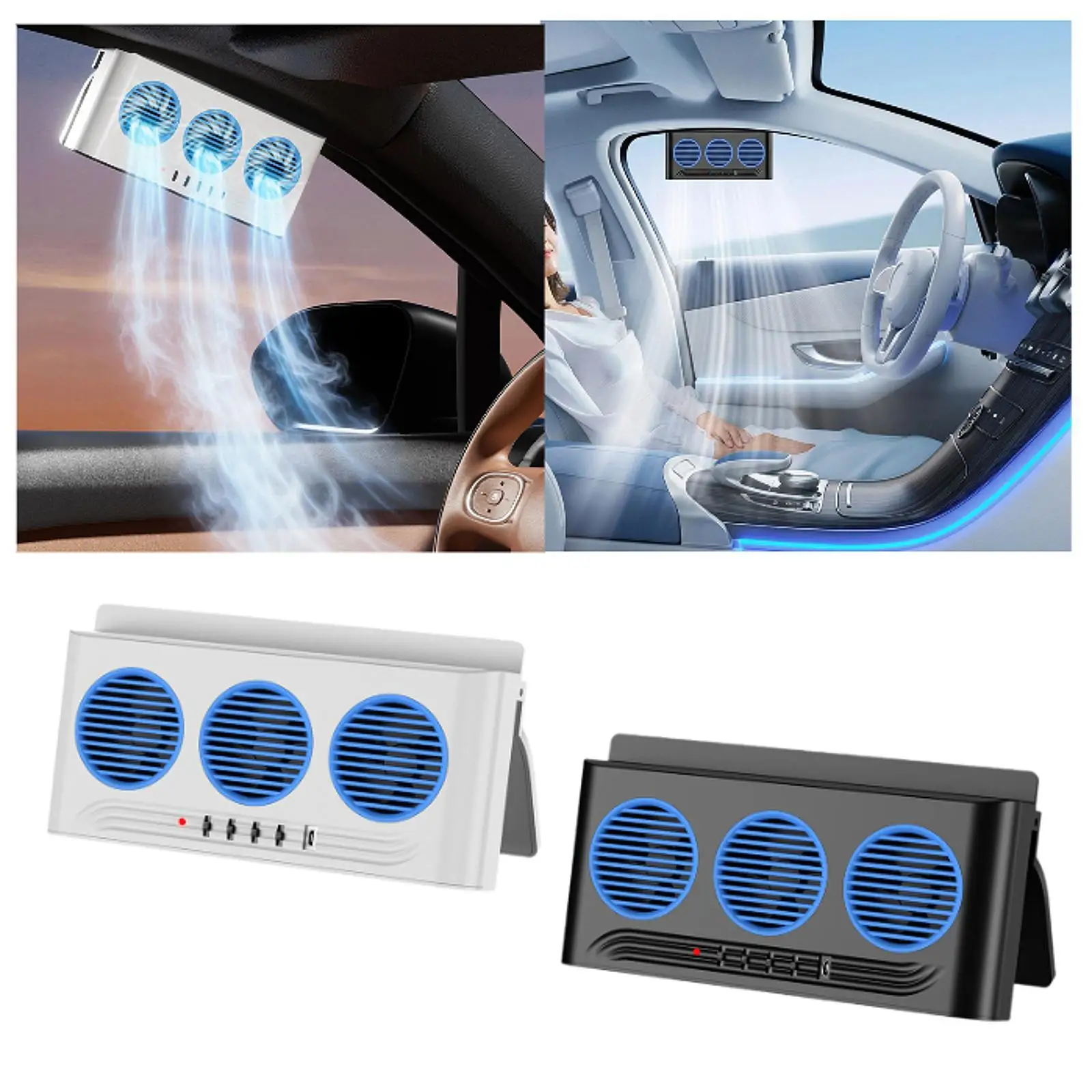 Car Window Fan Car Cooling Fan Multifunctional Side Window Three Outlets Universal Solar Powered for Automobile Cars RV