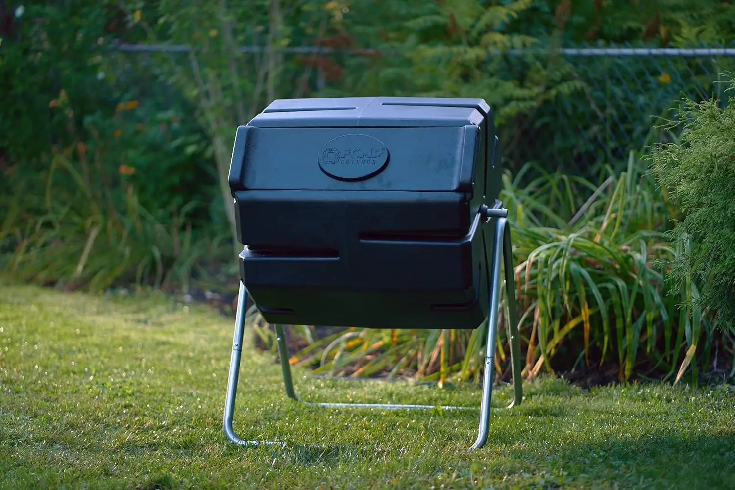 Outdoor Garden Composting, Plastic Material, Black, Elevated Rotating Single Chamber Composter