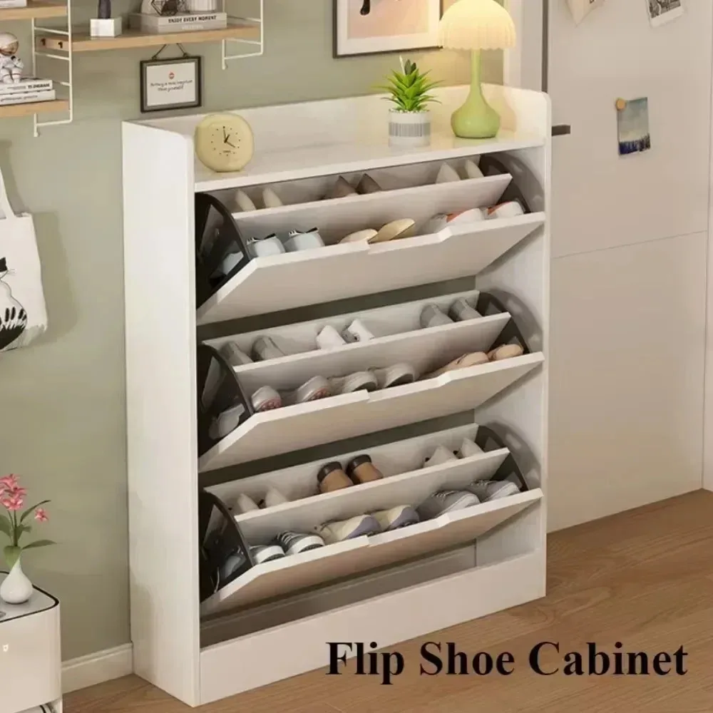 Narrow Shoe Cabinet Wooden Multifunctional Large Capacity Storage Cabinet Simple Shoe Rack Sturdy and Stable Dustproof Shelf