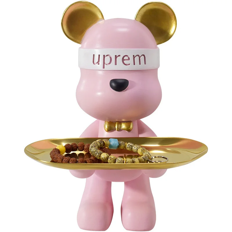 صينية الدب العنيف الإبداعية باللون الأحمر الصافي لتخزين غرفة المعيشة وخزانة التلفزيون وديكورات المنزل المكتبية #5