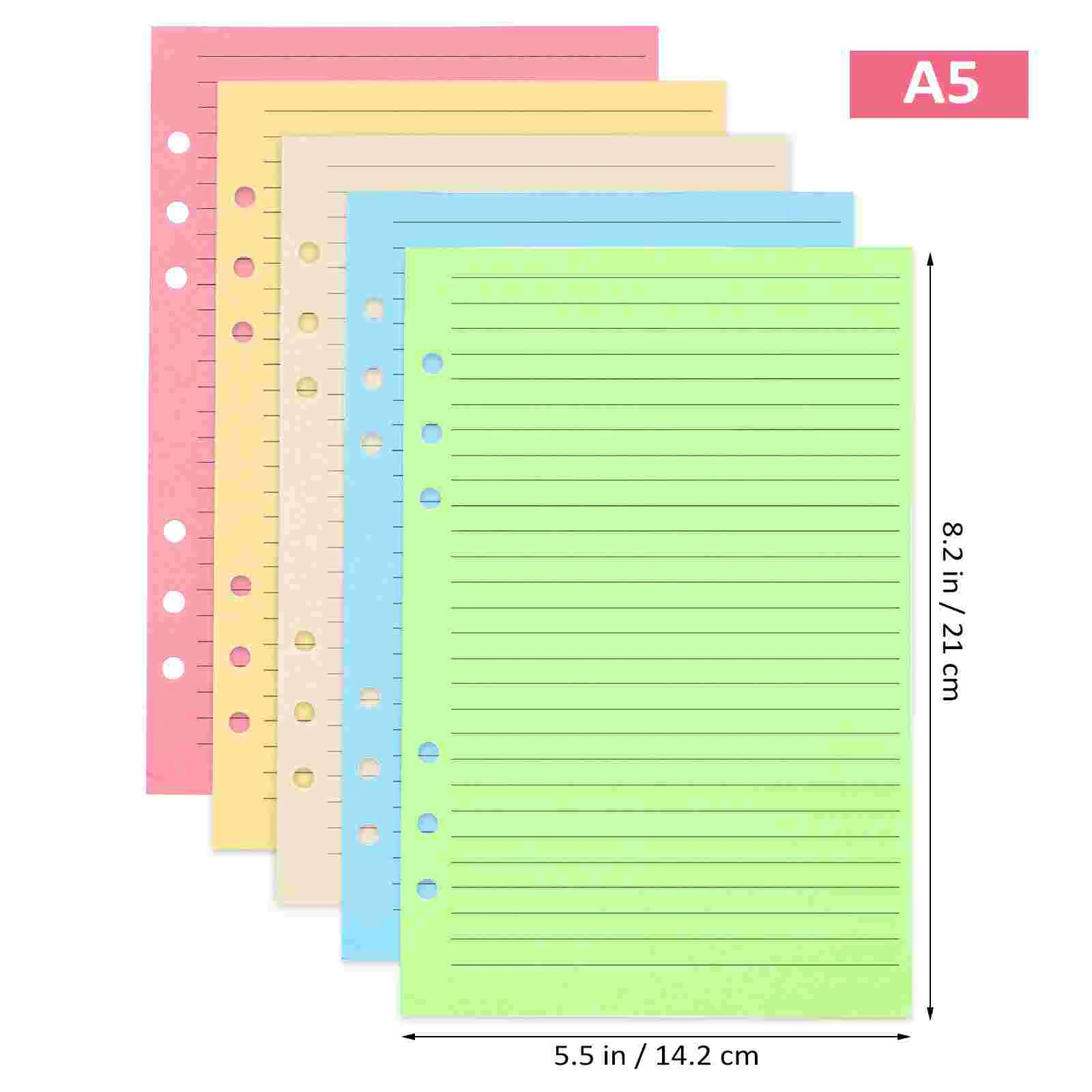 다채로운 라이브 플래너 필러 용지 리필 라인 A5 바인더, 노트북 저널, 6 홀 삽입, 느슨한 잎, 50 개