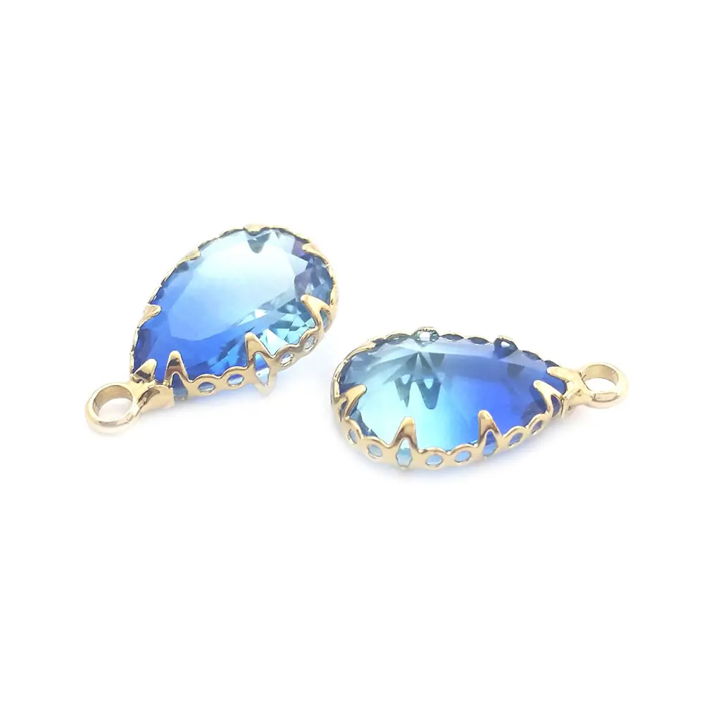 18K Gold Color Colorful Rainbow Drop Shape Charms Pendants High Quality Necklace Earrings Accessories Rosediy official-website