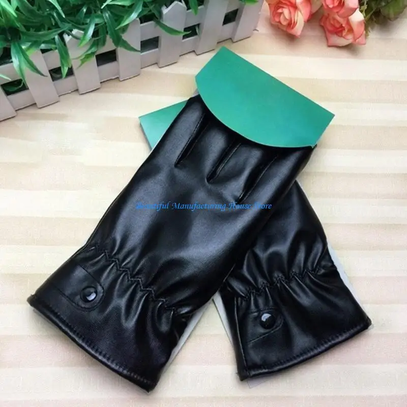 

E56A Leather Gloves Touchscreen Driving Gloves Women Fleece Lining Hand Warmer