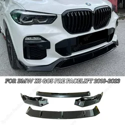 4Pcs Front Bumper Splitter Lip Spoiler Glossy Black Diffuser Car Cover For BMW X5 G05 Pre Facelift 2018-2023 ABS Body Kit Tuning