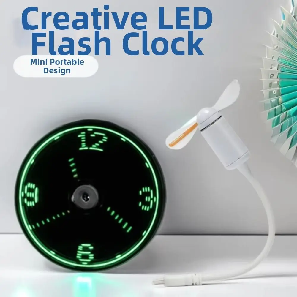 Decorative Digital Display LED Clock Fan Flashing Text Stylish Mini Fan Creative Design Novelty Fan Office Use