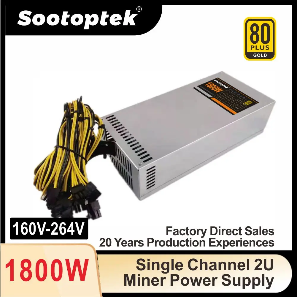 2u 1800w com 10 * 6pin 160v-264v especializado para o caso do equipamento de gpu com gpu 10 placas gráficas servidor de energia de mineração