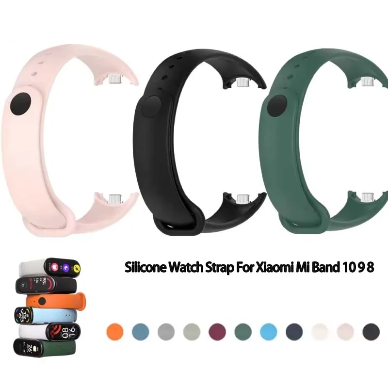 

Silicone Watch Strap For Xiaomi Mi Band 10 9 8 Wristband Sport Bracelet Wrist Straps MiBand 8/9/10 Smartwatch Accessories