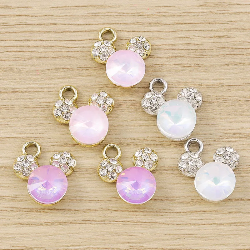 Tusember 10 Stück 12 mm voller Kristall, niedlicher Bärenkopf, Charms-Anhänger für DIY süße Ohrringe, Halskette, handgefertigtes Schmuckzubehör – Detail 2