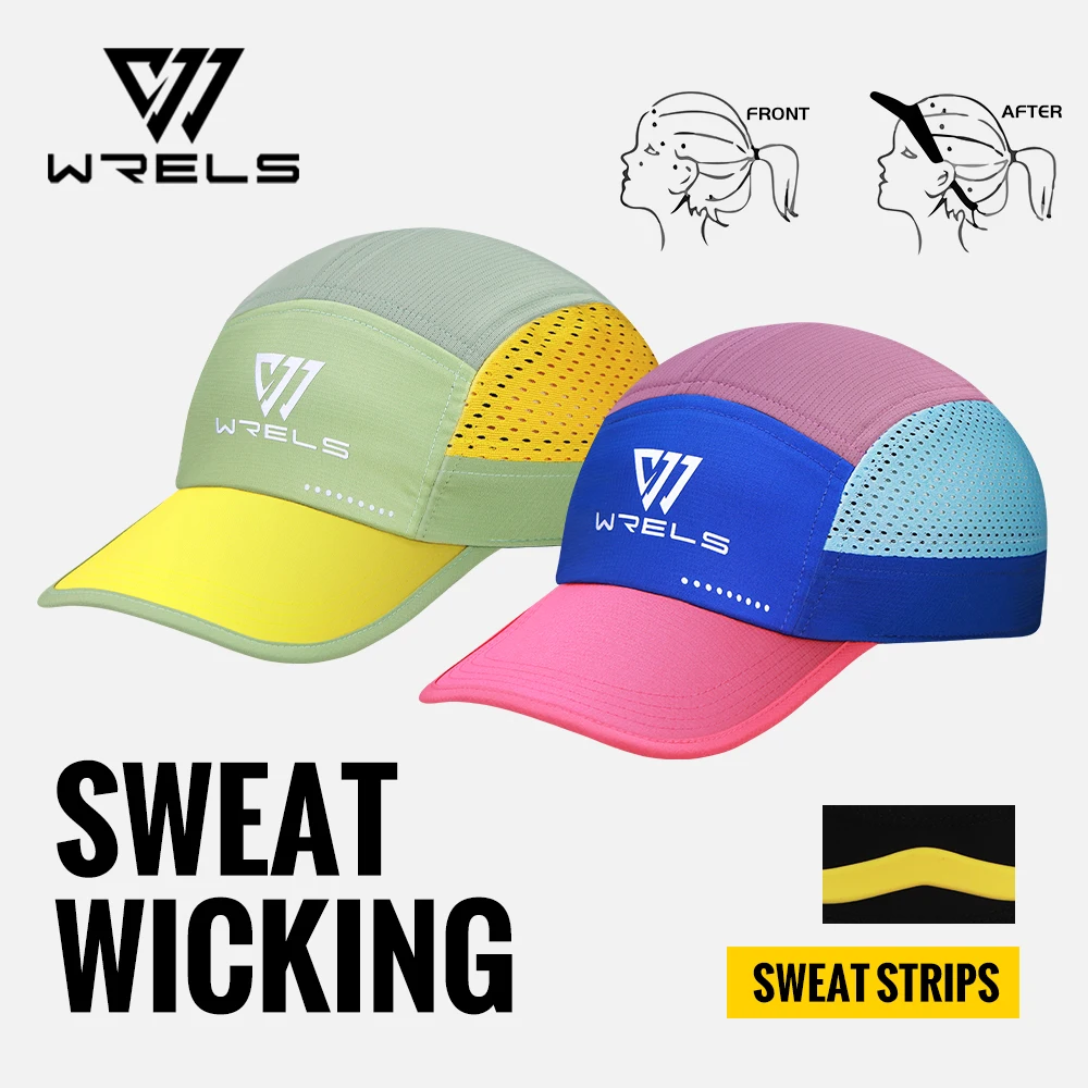 

WRELS Hollow Top Sun Hat Summer Packable Visor Outdoor Sport Sun Protection Hat Adjustable Sports Cap for Trail Running Cycling