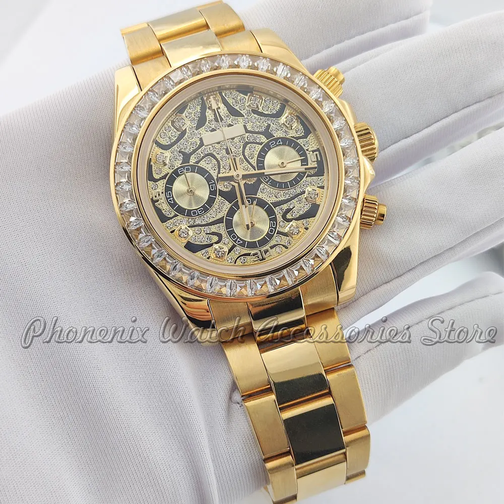 vk63 watch mens watch diamond watch Custom logo Stainless steel case sapphire glass fit Japan vk63 quartz movement chronograph