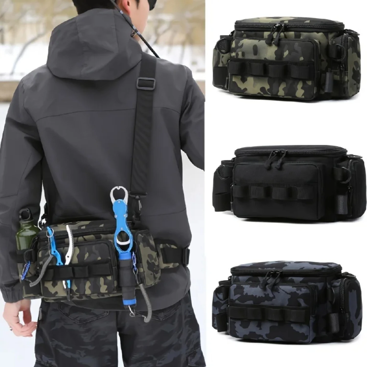 Waterproof Portable Fishing Tackle Bag with Adjustable Straps - Outdoor Camping Fanny Pack for Maximum Versatility - Includes Ut