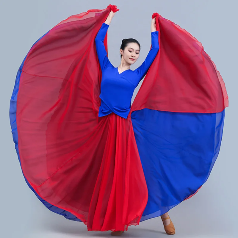 

720 Degree Swing Skirt Women Classical Dance Elegant Double Sided Chiffon Flamenco Modern Performance Stage Wrap Ethereal Dress