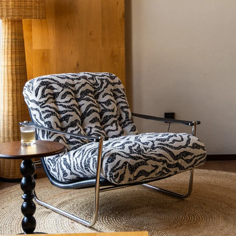 

European light luxury zebra pattern Bauhaus leisure chair, living room balcony leisure single chair