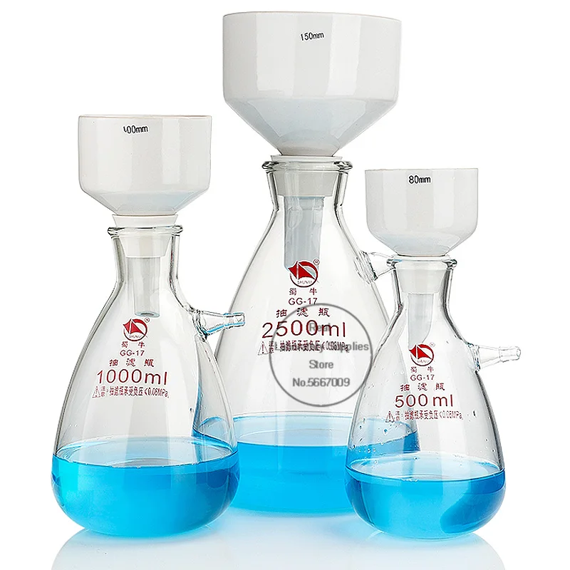 40mm-150mm Ceramic Buchner Funnel 250/500/1000ml Laboratory Upper Nozzle Filter Flask, Vacuum Filtration Device Accessories