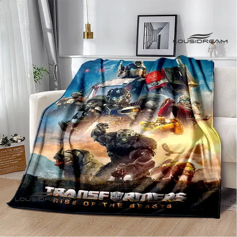 بطانيات مطبوعة على شكل حرف T-Transformers كرتونية ، فلانيل دافئ ، ناعم ، مريح ، منزلي ، سفر ، هدية عيد ميلاد ، تنزة