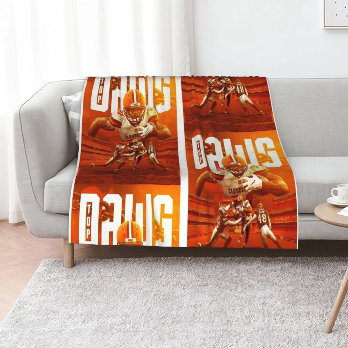 

Nick Chubb Throw Blanket Hair Soft Plaid on the sofa Thins Blankets