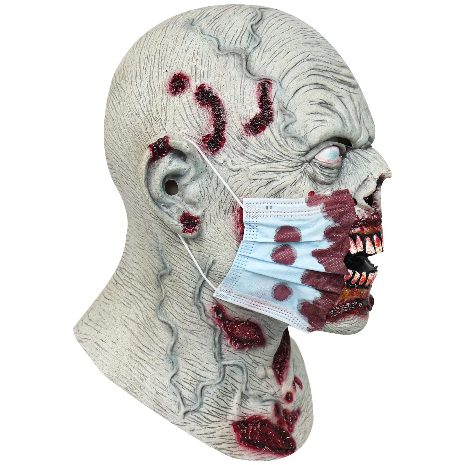 Halloween Scary Zombie Mask Full Head Latex Demon Mask Creepy Vampire Headgear Horror Cosplay Costume Bloody Props 2