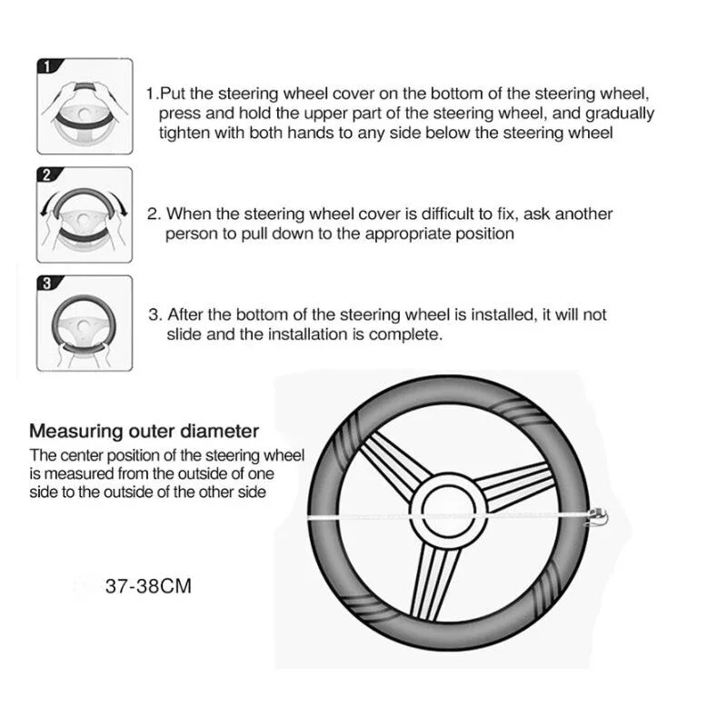 37-39cm Auto lenkrad abdeckung rutsch feste Auto lenkrad abdeckung rutsch feste Prägung Leder Auto-Styling Autozubehör – Detail 8