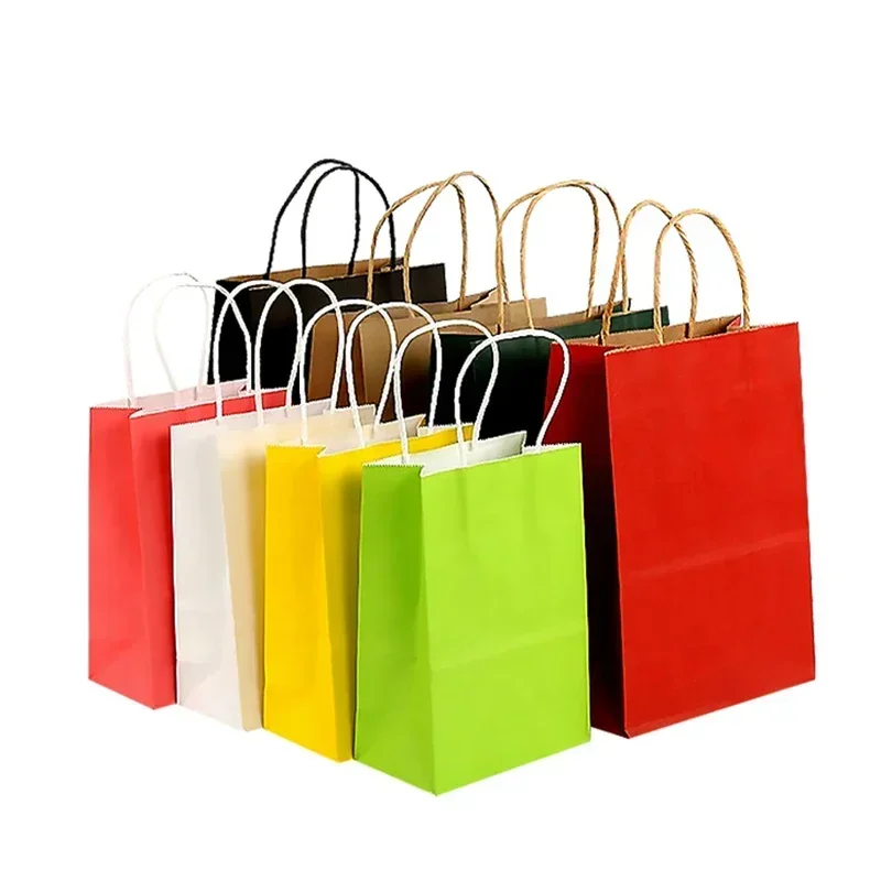 30/50PCS Color paper bag Christmas Gift bag Holiday Party gathering wedding Gift handbag Environmentally friendly shopping bags