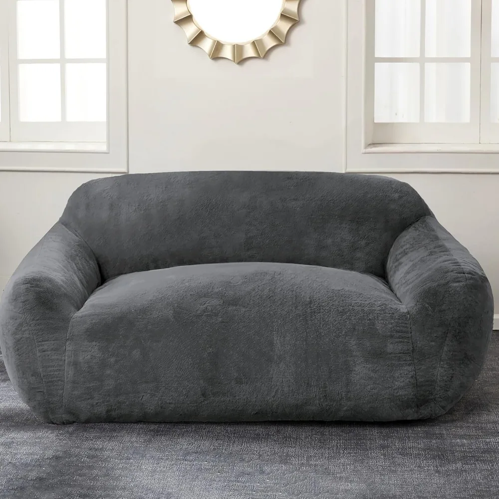 

Oversized Bean Bag Chair for Adults, Giant Bean Bag Sofa,Bean Bag Couch Floor Sofa with Soft Faux Fur Cover & Wide Armrests Big
