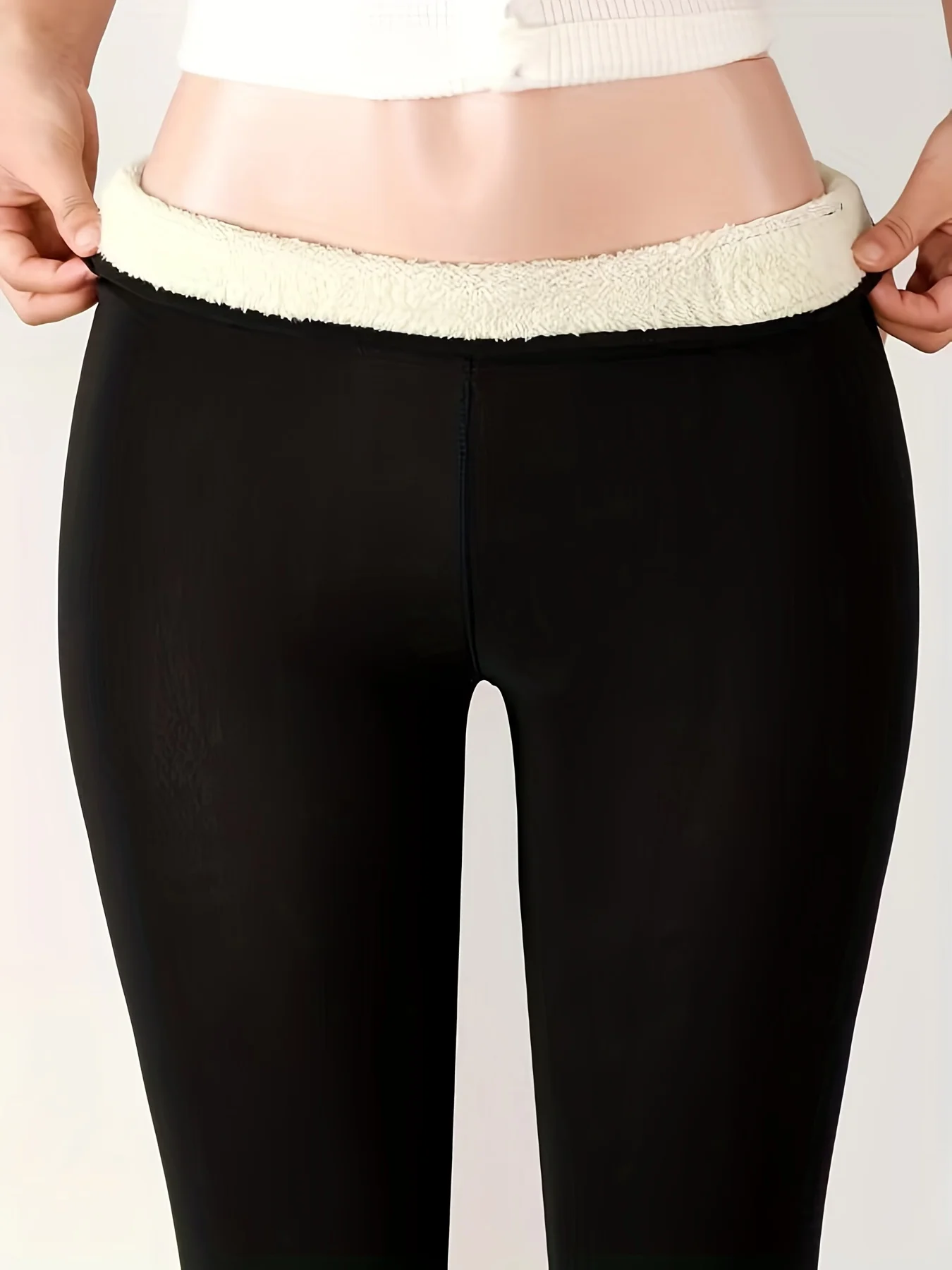 Thermo-Leggings für Damen, Winter, warm, hohe Taille, Einfachheit, warme Hosen, modisch, schwarz, Elastizität, Herbst, Samt, bequeme Leggins – Detail 10