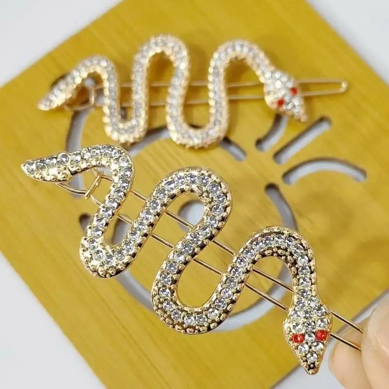 

P9FE Sparkling Rhinestones Snake Hair Clip Elegant Hair Styling Pin for Various Outfit