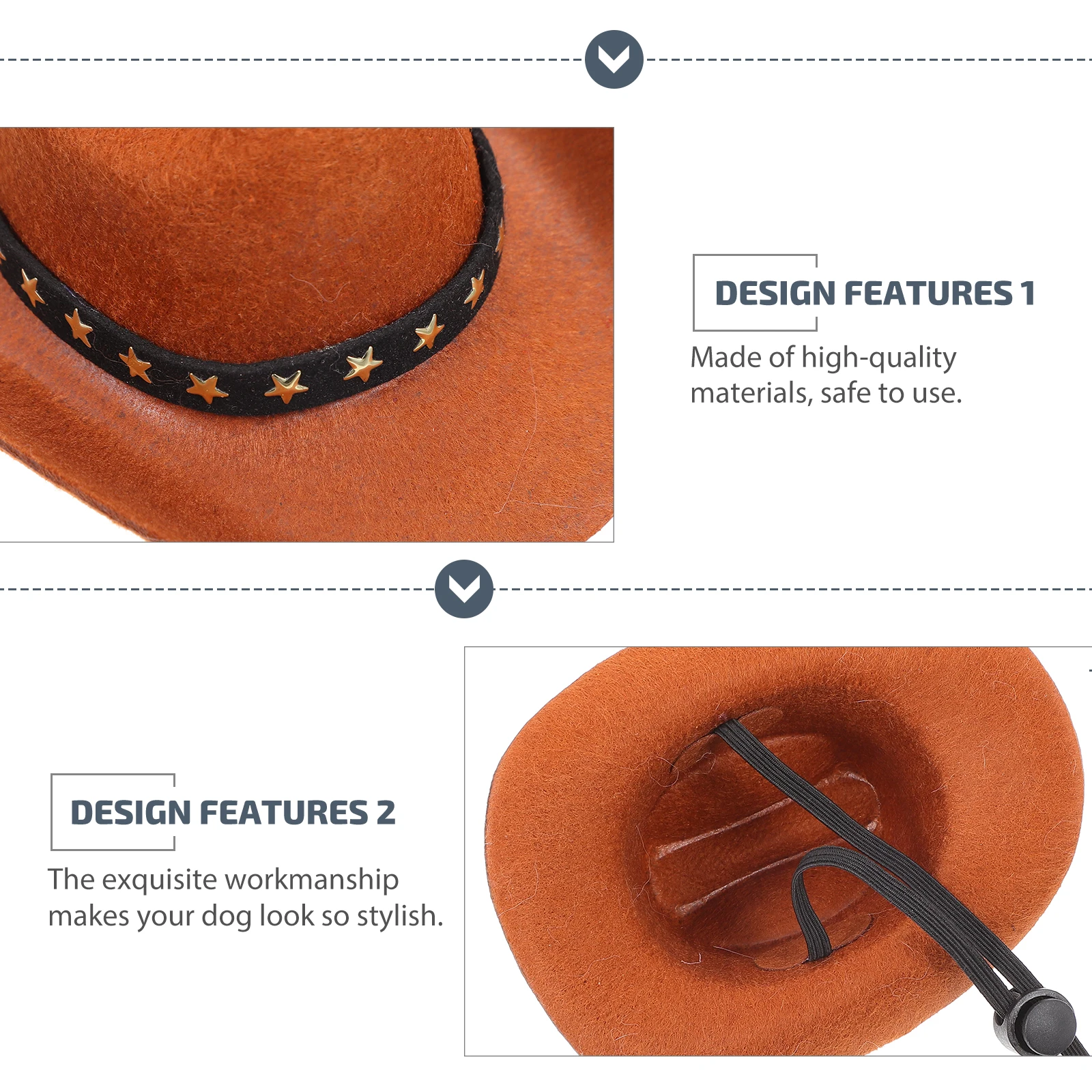 

Cowboy Hat for Dog Pet Hats Star Pattern Breathable Lightweight Moisture Absorption Adjustable Firm Design Fits Various Sizes