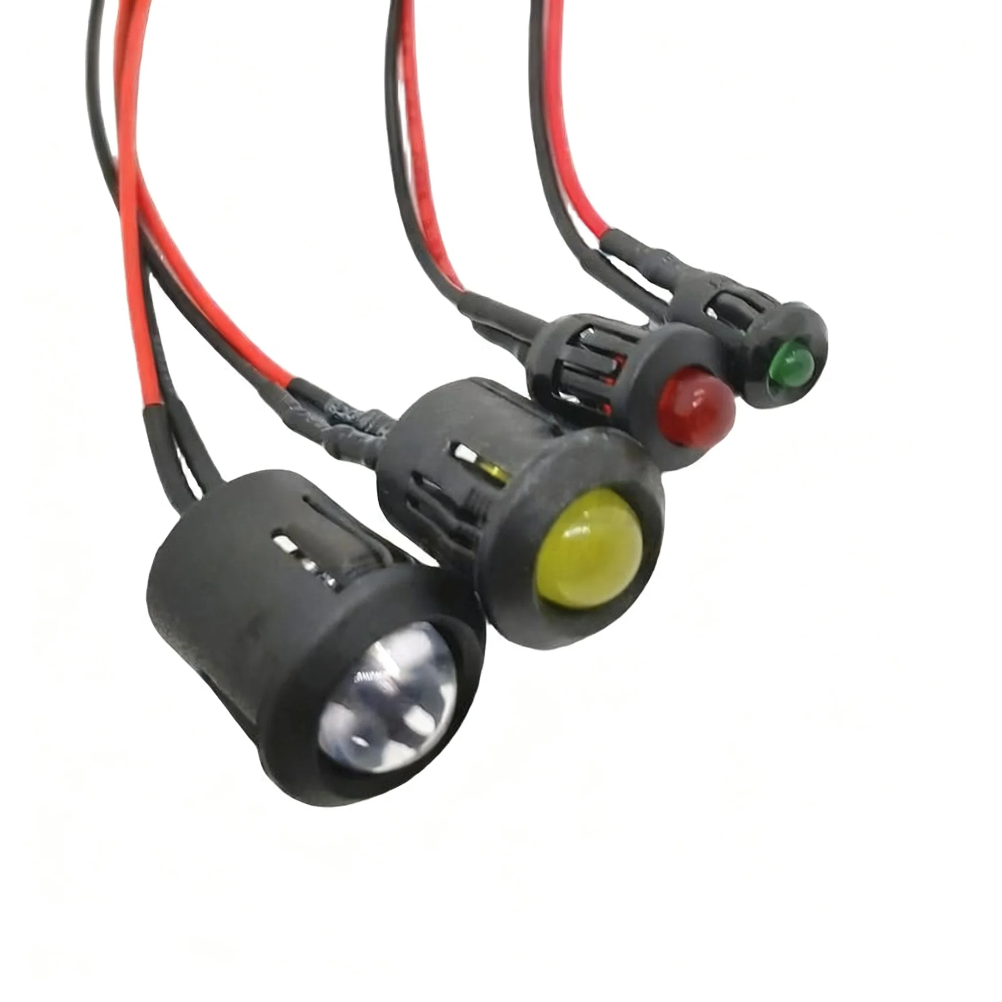 F3mm5/8/10mmled redondo emissora luz talão com fio e preto manga longa lâmpada luz indicadora de sinal 3v220v