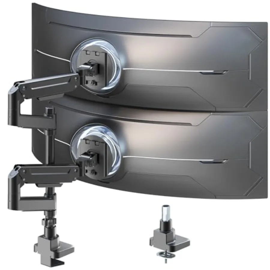 Dual Monitor-Arm Heavy-Duty for 17-49-inch Screens Steel Black Fully Adjustable with VESA 75/100 mm Support up to 44 lbs
