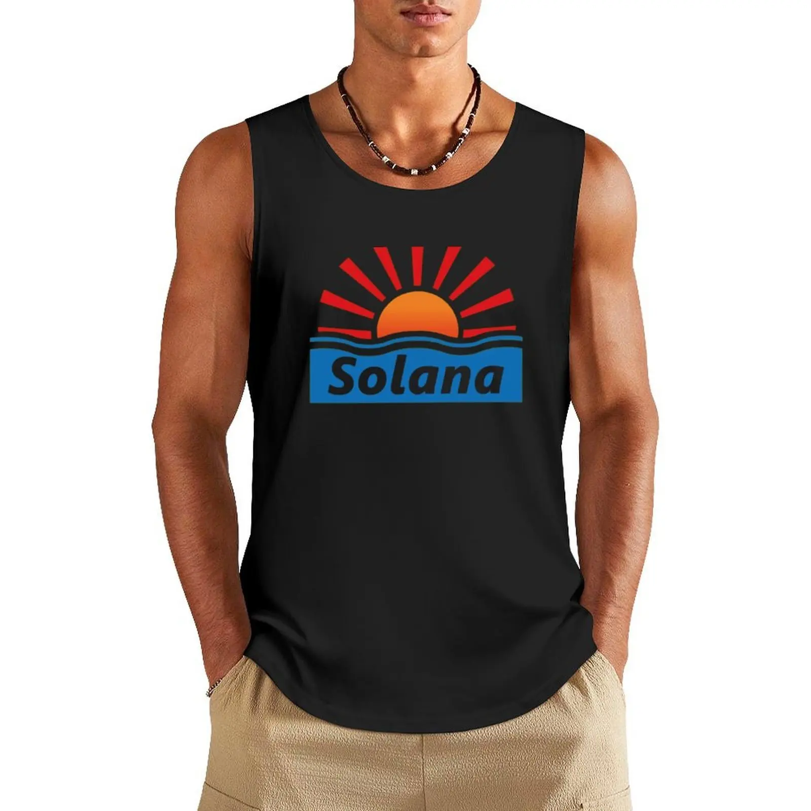 

Solana Benidorm Spain: Sunny Coastal Vibes Tank Top Male vest t-shirt for man t-shirts for Men's gym bodybuilding