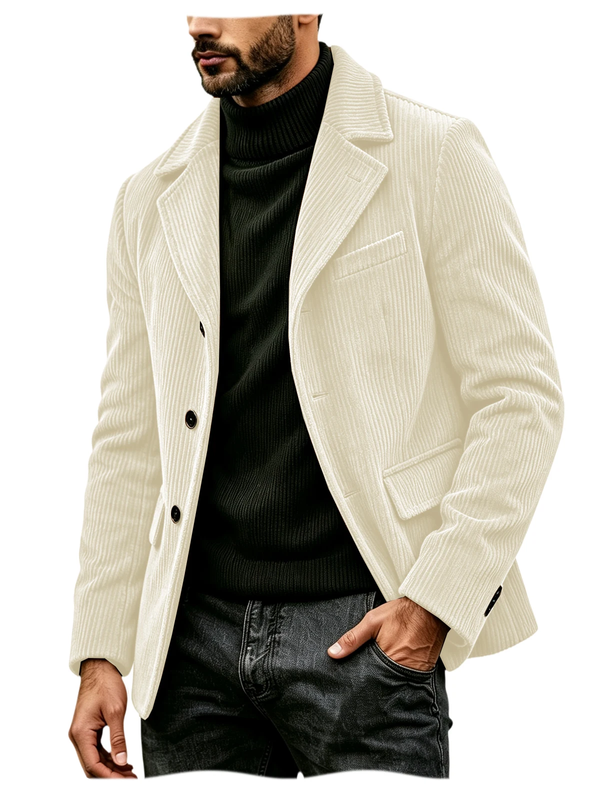 Men's Corduroy Suit Jacket Vintage Notched Lapel Single Breasted Loose Fit Casual Blazer High Quality Fashion Sport Coat Busines 23