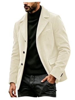 Men's Corduroy Suit Jacket Vintage Notched Lapel Single Breasted Loose Fit Casual Blazer High Quality Fashion Sport Coat Busines 23