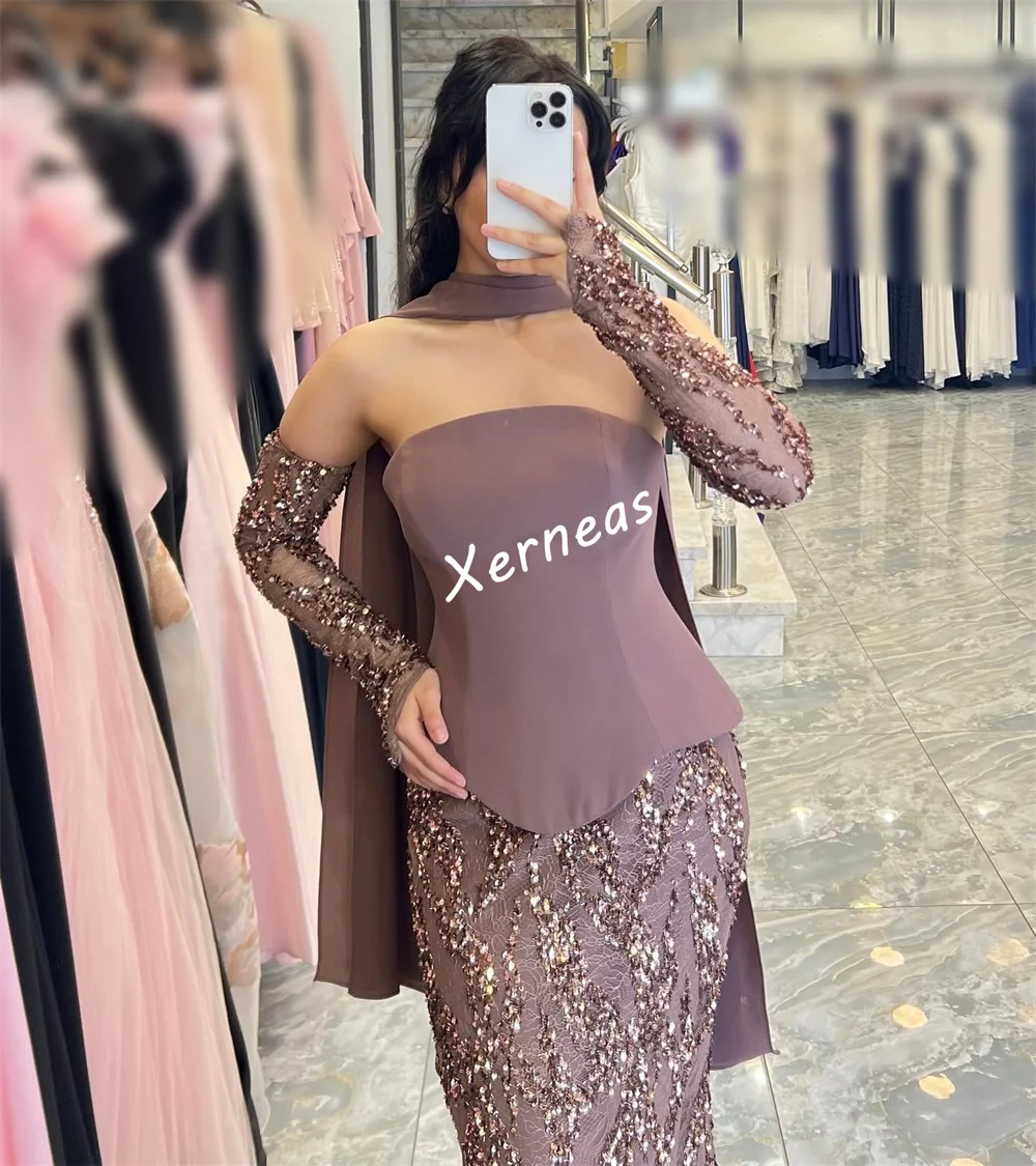 تخصيص جيرسي مطرزة حمالة حورية البحر الطابق طول مناسبة مخصصة المرأة فساتين السهرة الفاخرة أنيقة البريق #3