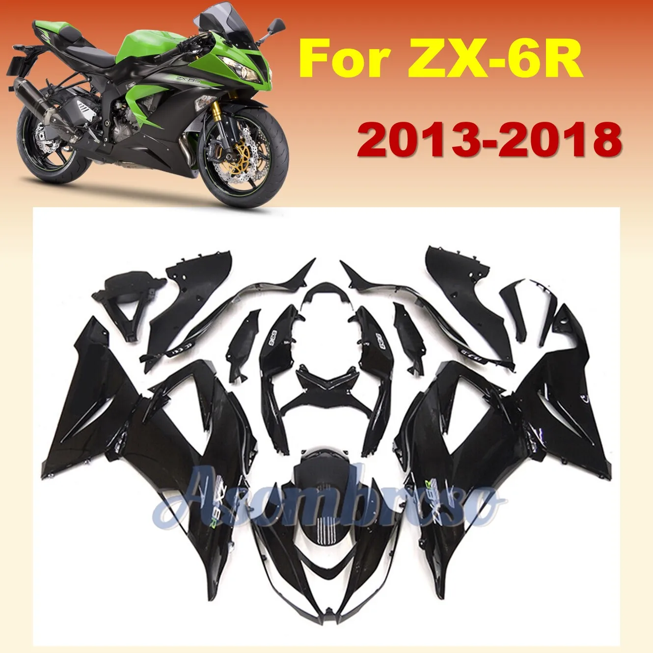 

Custom Motorcycle Fairing kit For Ninja 636 ZX6R 2013 2014 2015 2016 2017 2018 ZX 6R 13-18 ZX-6R All Black Body ZXMT