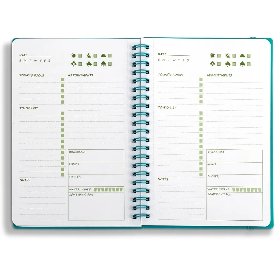 

Ежедневник без даты: 5,2 x 7,5 дюйма, 144 es, ежедневный список дел, блокнот, ежедневное путешествие с планировщиком еды, офисная организация, унисекс, Pla