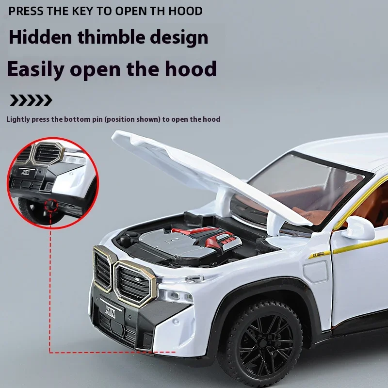 Véhicule SUV tout-terrain XM 1:32, alliage métallique moulé sous pression, modèle de voiture, son et lumière, Collection intérieure, cadeau décoratif pour boîte Firend
