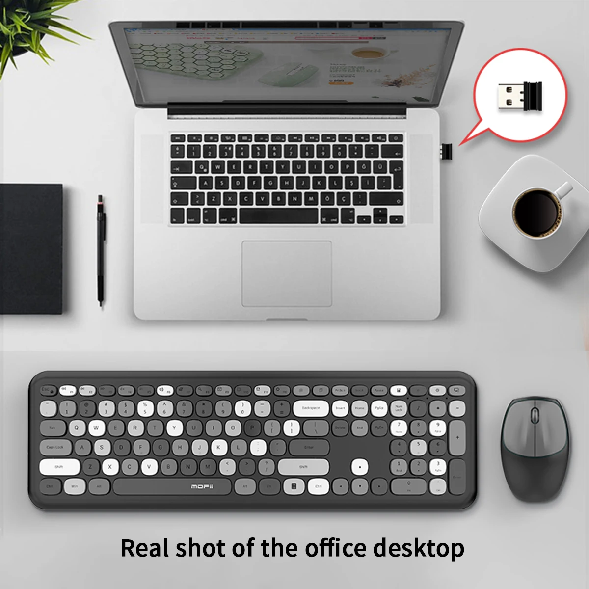 

MOFii Wireless Connection Mixed Color Keycaps black-grey 666 Wireless Keyboard and Mouse Set