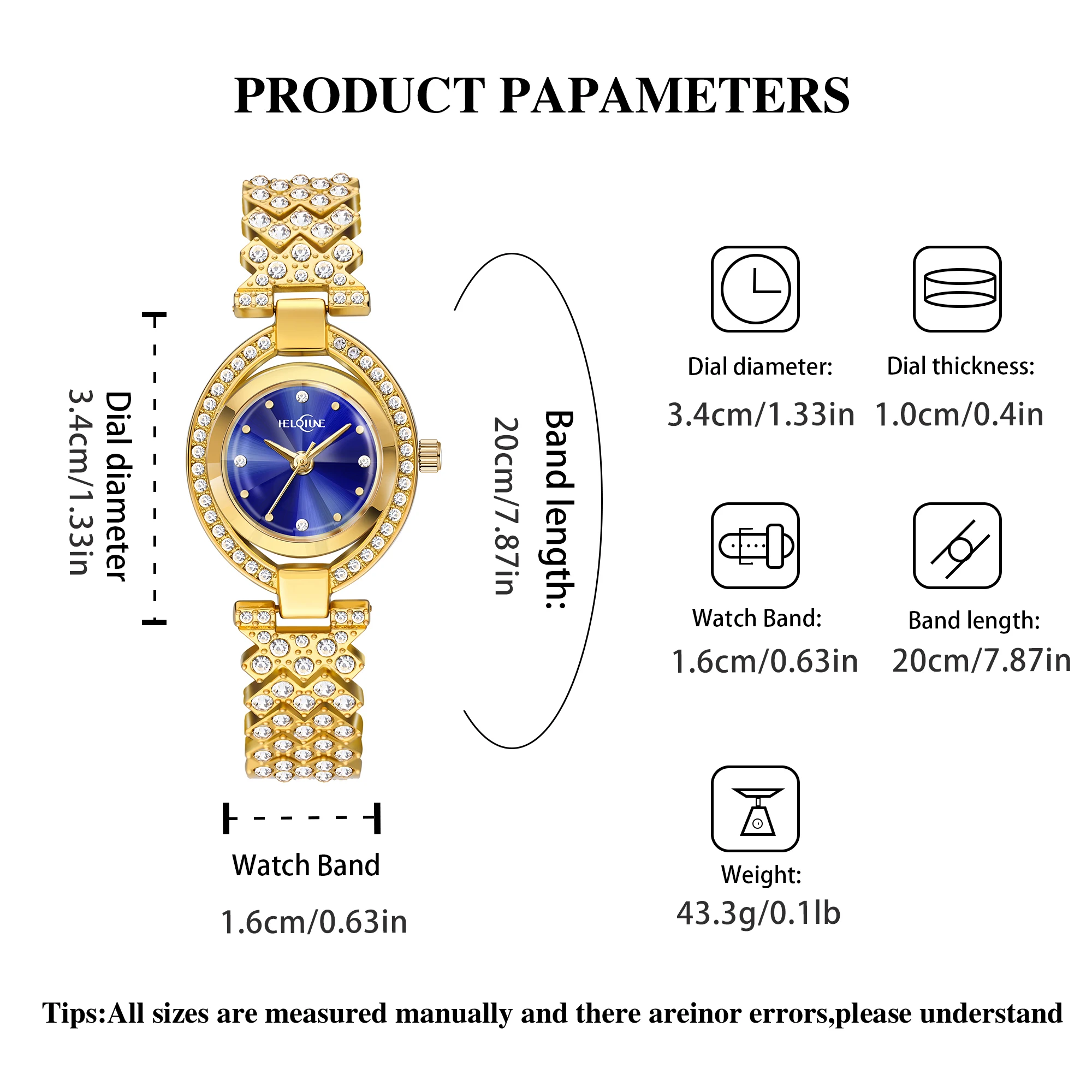 1 ساعة كوارتز فاخرة مطلية بالذهب، لمسة نهائية متينة مطلية بالذهب لمدة عامين، ضمان الاحتفاظ بالألوان، اختيار مثالي للهدايا #2