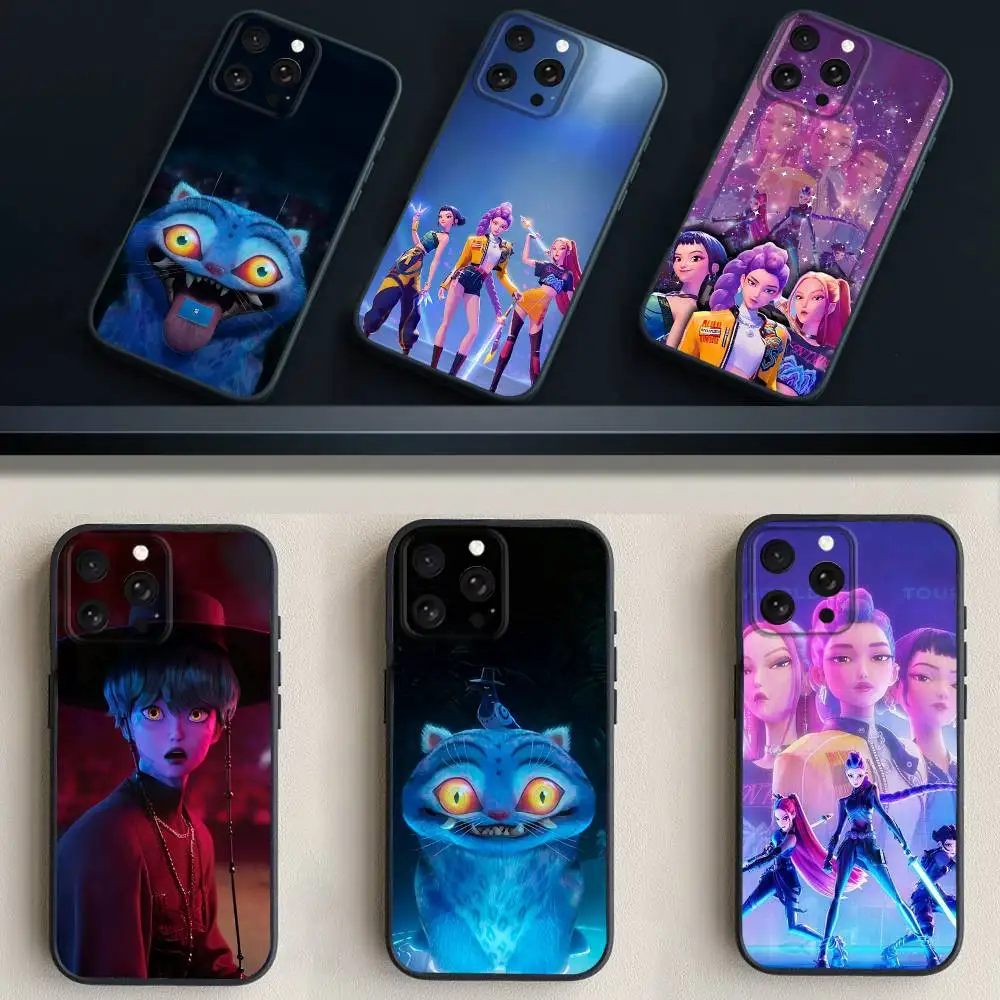

KPop Jinu D-Demon H-Hunters Phone Case For iPhone 16,15,14,13,12,11 Plus,Pro Max,XS,X,XR,SE,Mini,8,7,Soft Silicone Black Cover