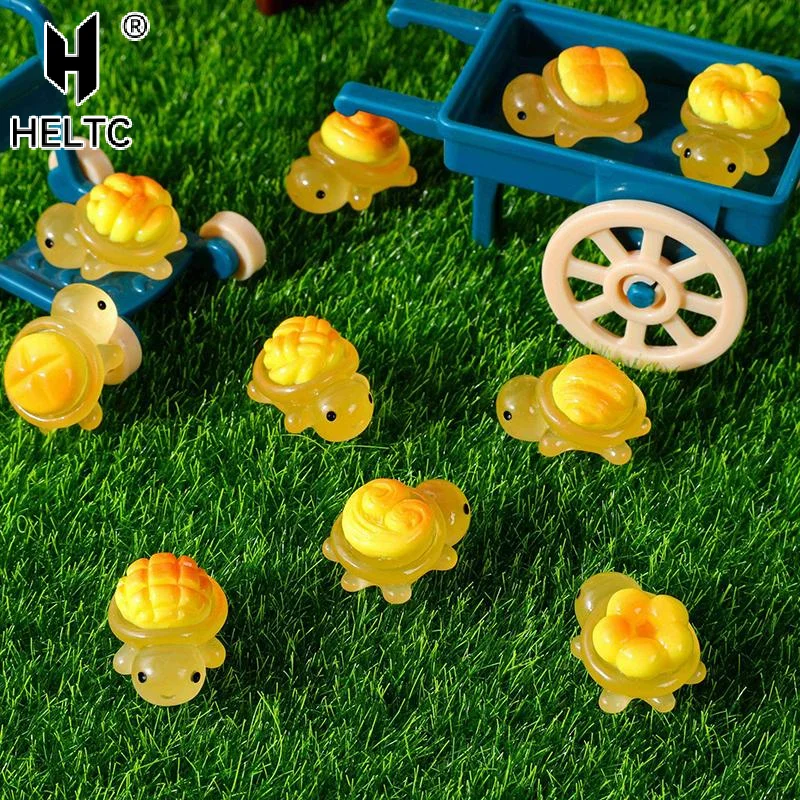 10pcs Miniature Landscape Resin Luminous Bread Turtles Ornaments Garden Mini Decorations Home Office Desks Turtles Gifts