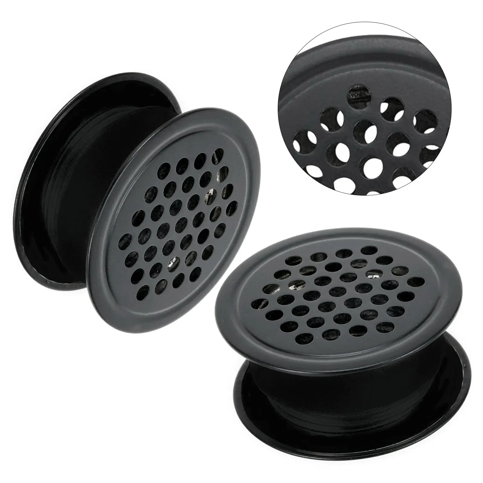 Aço Inoxidável Rodada Air Vent Grille, Plugs Móveis, Hardware para Guarda-Roupa e Gabinete, 2PCs